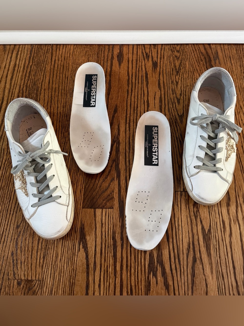 Golden Goose Super Star Sneaker with Gold Glitter Star Accent - 38 - Picture 4 of 7